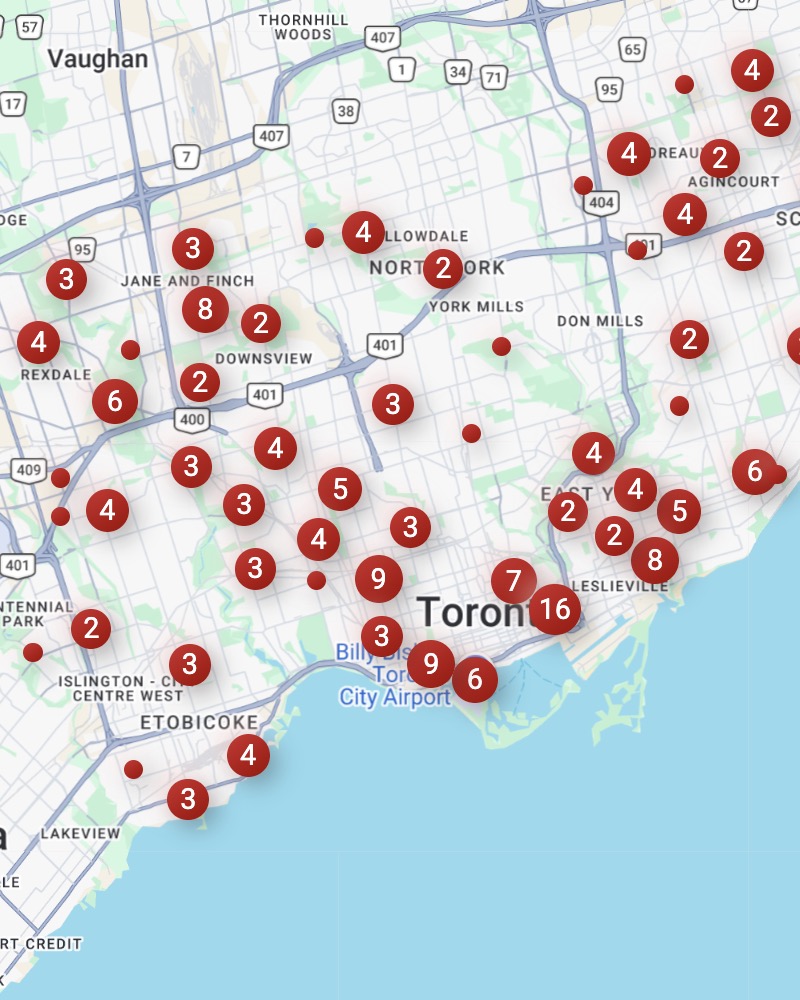 Toronto EarlyON Child and Family Centres Map Preview